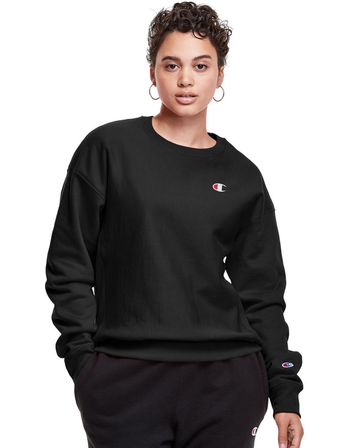 Sudadera Champion Mujer - Reverse Weave Crew C Logo ( Negras ) 3251940-TW